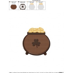 St.Patrick's Day Pot of Gold Embroidery Design Pattern-2