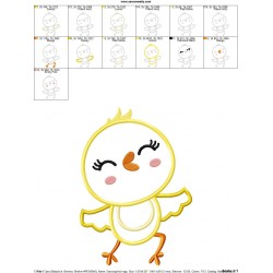Dancing Chick Applique Design Pattern-2