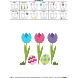 Easter Tulips With Eggs Embroidery Design Pattern-2