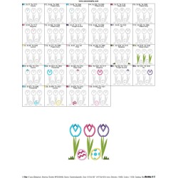 Easter Tulips With Eggs Applique Design Pattern-2