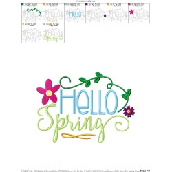 Hello Spring Floral Lettering Embroidery Design Pattern-2