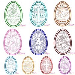 Bean Stitch Artistic Easter Eggs Embroidery Design Bundle-1