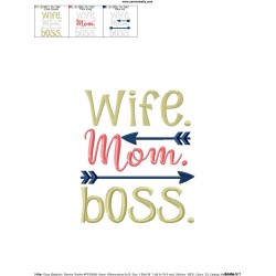 Wife Mom Boss Embroidery Design Pattern-2