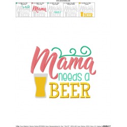 Mama Needs Beer Embroidery Design Pattern-2