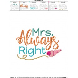 Mrs. Always Right-2 Embroidery Design Pattern-2