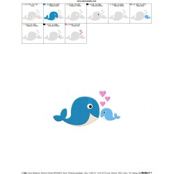 Whale Mom And Baby Embroidery Design Pattern-2