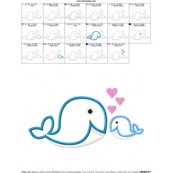 Whale Mom And Baby Applique Design Pattern-2