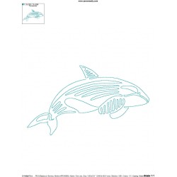 One Line Bean Stitch Killer Whale Embroidery Design Pattern-2