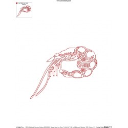 One Line Bean Stitch Prawn Embroidery Design Pattern-2