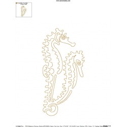 One Line Bean Stitch Seahorse Embroidery Design Pattern-2