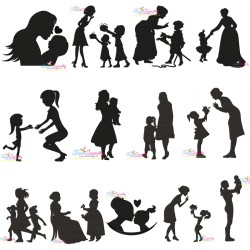Mother's Day Silhouette Embroidery Design Bundle-1
