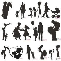 Mother's Day Silhouette Embroidery Design Bundle-2