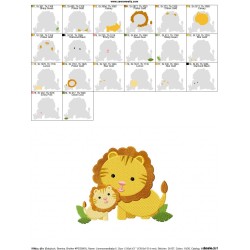 Lion Mom And Baby Embroidery Design Pattern-2