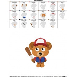 Baseball Bear Embroidery Design Pattern-2