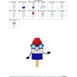 Red White Blue Popsicle Embroidery Design Pattern-2