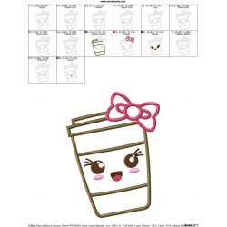 Kawaii Coffee With Bow Applique Design Pattern-2