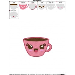 Kawaii Coffee Cup Embroidery Design Pattern-2