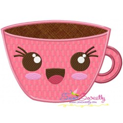 Kawaii Coffee Cup Applique Design Pattern-1