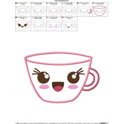 Kawaii Coffee Cup Applique Design Pattern-2