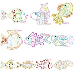 Magic Fishes Embroidery Design Bundle-1