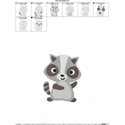 Raccoon Embroidery Design Pattern-2