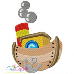 Colorful Fishing Boat-5 Embroidery Design Pattern-1