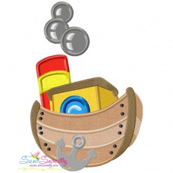 Colorful Fishing Boat-5 Applique Design Pattern-1