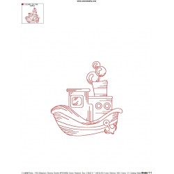 Redwork Fishing Boat-4 Embroidery Design Pattern-2
