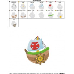 Colorful Fishing Boat-3 Embroidery Design Pattern-2