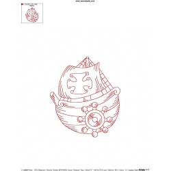 Redwork Fishing Boat-3 Embroidery Design Pattern-2