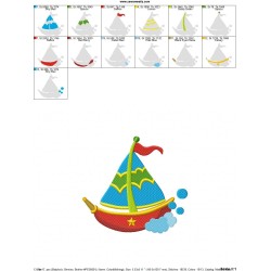 Colorful Fishing Boat-2 Embroidery Design Pattern-2