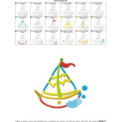 Colorful Fishing Boat-2 Applique Design Pattern-2