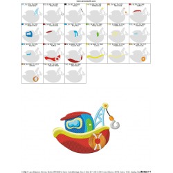 Colorful Fishing Boat-1 Embroidery Design Pattern-2