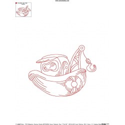 Redwork Fishing Boat-1 Embroidery Design Pattern-2