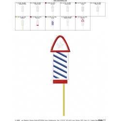 4th of July Rocket-2 Patriotic Applique Design Pattern-2