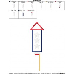 4th of July Rocket-1 Patriotic Applique Design Pattern-2