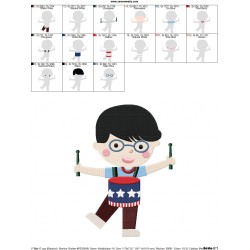 4th of July Boy-1 Patriotic Embroidery Design Pattern-2