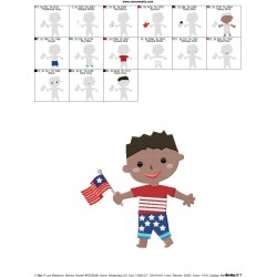 4th of July Boy-2 Patriotic Embroidery Design Pattern-2