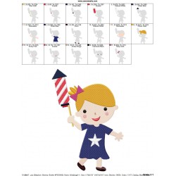 4th of July Girl-1 Patriotic Embroidery Design Pattern-2