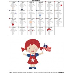 4th of July Girl-3 Patriotic Embroidery Design Pattern-2