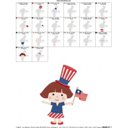 4th of July Girl-4 Patriotic Embroidery Design Pattern-2