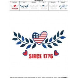 4th of July Heart Patriotic Embroidery Design Pattern-2