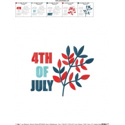 4th of July Leaves Patriotic Embroidery Design Pattern-2