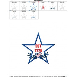 4th of July Star-2 Patriotic Applique Design Pattern-2
