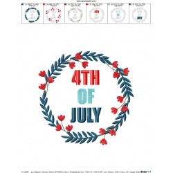 4th of July Floral Frame-3 Patriotic Embroidery Design Pattern-2