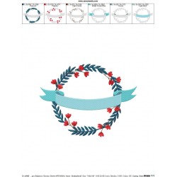 4th of July Floral Frame-2 Patriotic Embroidery Design Pattern-2