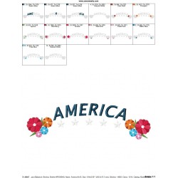 4th of July Floral America Embroidery Design Pattern-2