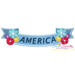 4th of July Ribbon-1 Patriotic Applique Design Pattern-1