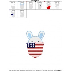 Bunny Boy In Pocket Patriotic Embroidery Design Pattern-2