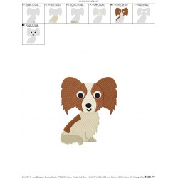 Papillon Dog Embroidery Design Pattern-2